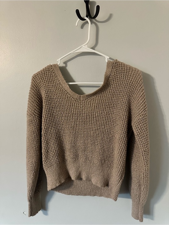 Sweaters - Classic V-Neck Women's Sweater in Taupe